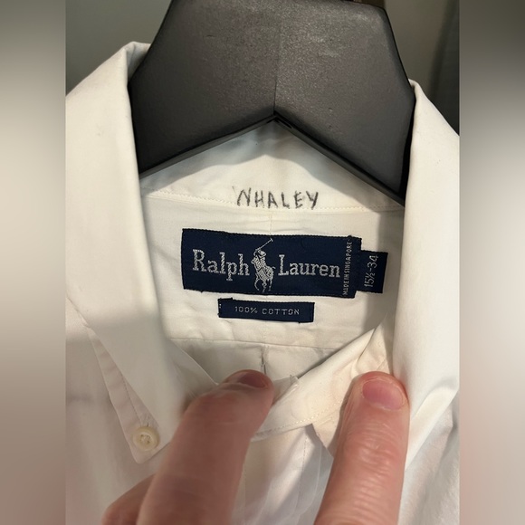 Ralph Lauren Polo Button Down Shirt. Shirt Fits Like a Large Has Writing on Neck - Picture 3 of 3